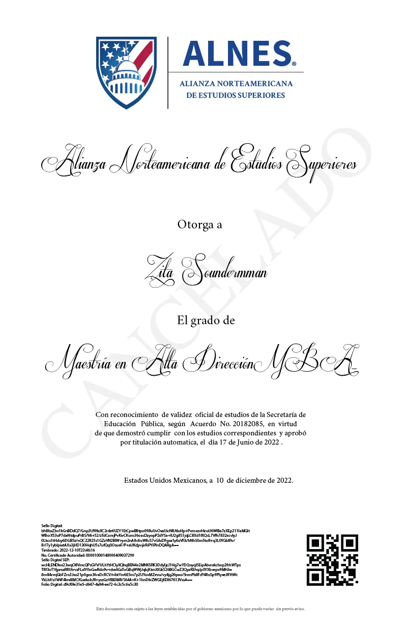 Grado MBA ejemplo